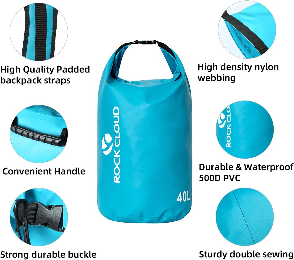 ROCK CLOUD Waterproof Dry Bag - 5L Dry Sack for Kayaking, Rafting, Beach, and Camping