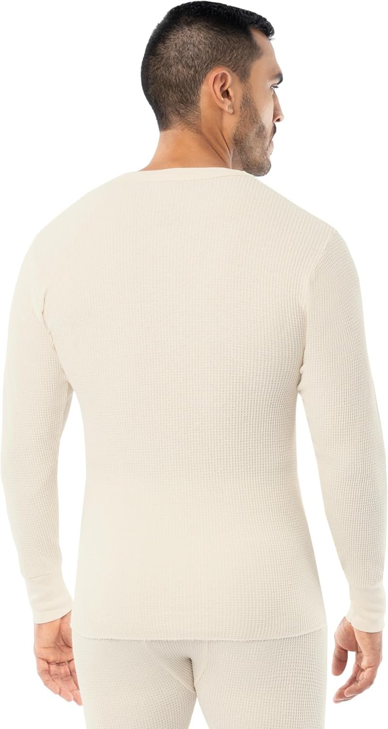 Men's Heavyweight Cotton Waffle Thermal Underwear Crew Top - Warm & Comfortable Fit