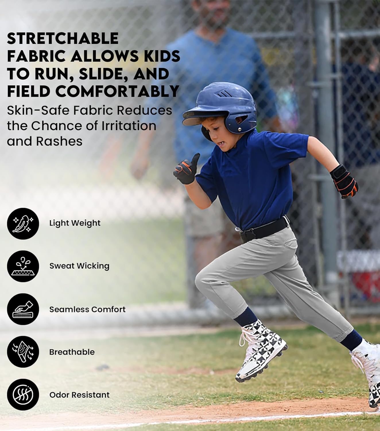 Youth Baseball Pants - Full Length Open Bottom Design for Boys | Durable Snap Closure & Softball/T-Ball Fit