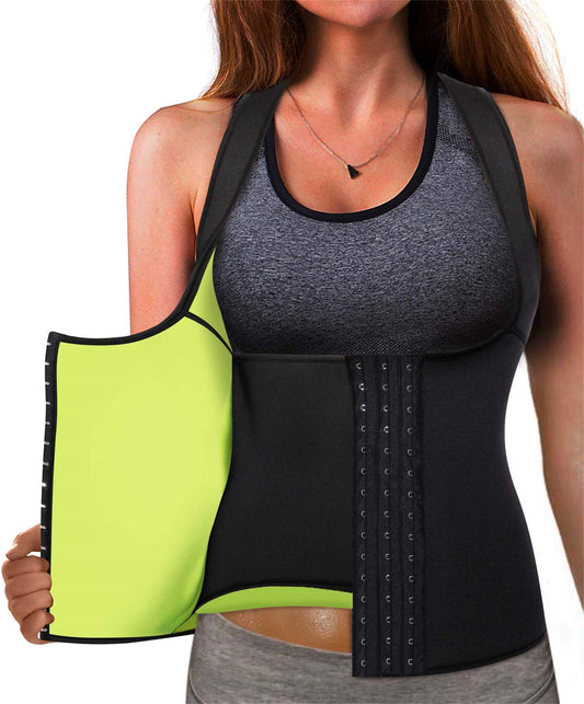 Eleady Best Neoprene Waist Trainer Corset Sweat Vest Weight Loss Body Shaper Workout Tank Tops Women (Black Sauna Suit, Medium)