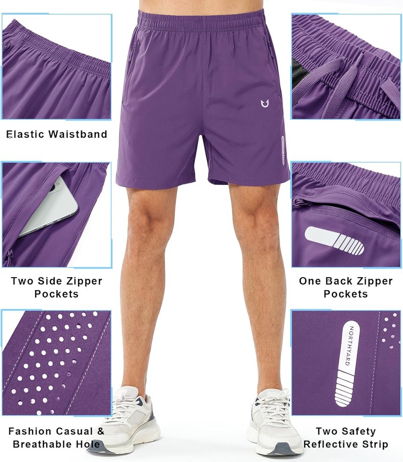 Men's Athletic Running Shorts - Quick Dry Lightweight Gym Workout Shorts | 5"/7"/9" Sizes for Basketball & Tennis