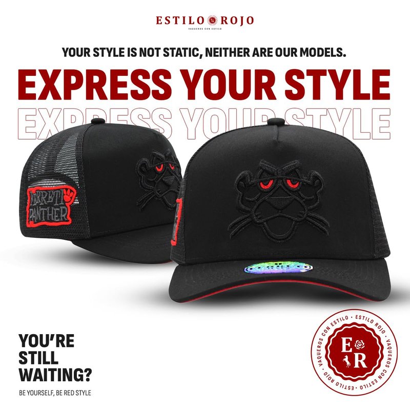 Ferreti Hats FT02M Black Panther Hat - Black Trucker Cap for Men & Women - Premium Adjustable Pantera Hat, Gorra Negra para Hombre y Mujer
