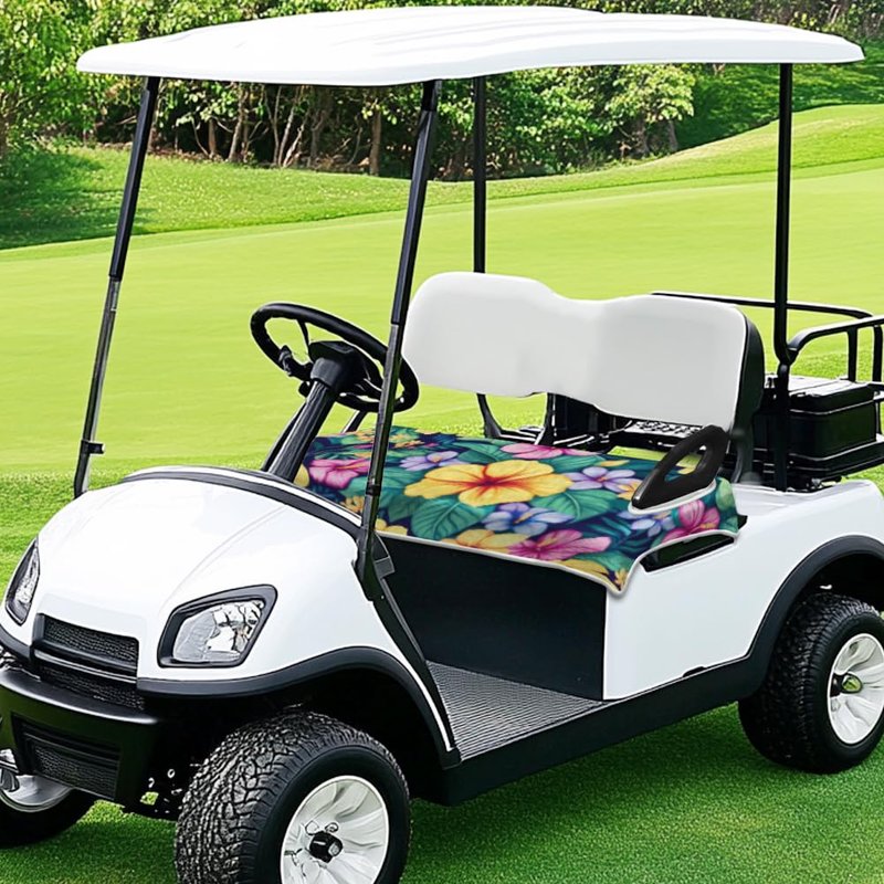peacoblue Golf Cart Seat Covers Towel Tropical Flowers 100% Microfiber 51"x31" Golf Cart Seat Blanket Cushions Golf Accessories Universal Fit for Club Car EZGO Yamaha Precedent 2-Seat Golf Carts