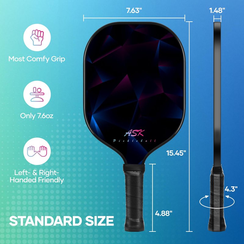 Pickleball Paddles Set of 2, Fiberglass Surface USAPA Approved Pickleball Paddle with 4 Outdoor Indoor Balls & Bag, Lightweight Pickle Ball Rackets for Women Men Kids, Idea Pickleball Gifts