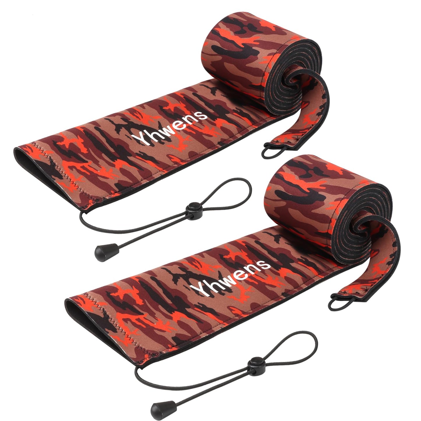 Yhwens Neoprene Fishing Rod Sleeve Rod Socks for Fishing Poles Sleeve Rod Cover Rod Protector for Casting Spinning Trolling Fishing Rod Storage Durable(68” Red Camo 2Packs)