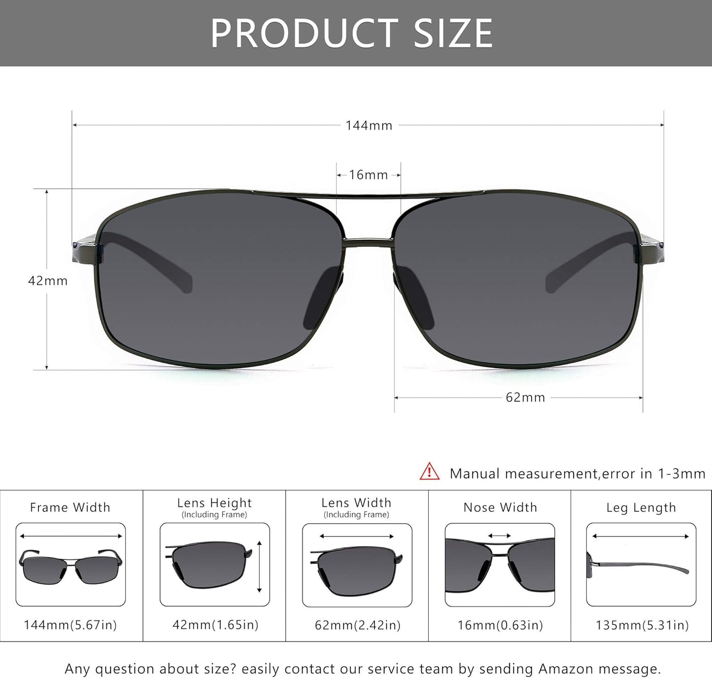 SUNGAIT Ultra Lightweight Polarized Sunglasses for Men - UV400 Protection, Stylish Rectangular Design
