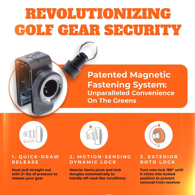 Frogger Golf Bag Latch-It Accessory Attachment System for Golf Bags – Magnetic Clip to Easily Attach Golf Towels, Brushes, Rangefinders and More