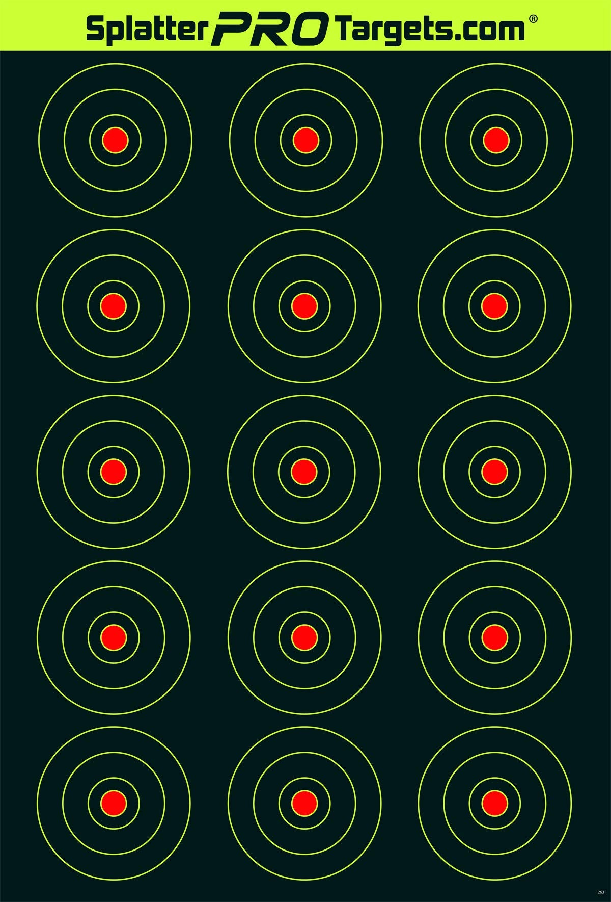 12x18 Splatter Targets. Shots Burst with a Bright Splatter Upon Impact. Instantly See Your Shots. Fully Reactive Targets.