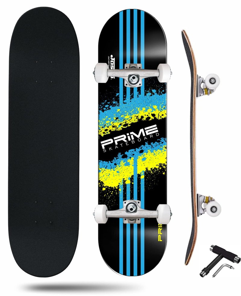 Jaspo Prime 31 X 8 Complete Fully Assembled Skateboard, 7 Layer Canadian Maple Concave Skateboard for Boys, Kids, Youth, Adults Made in India 31 X 8, Prime, Black