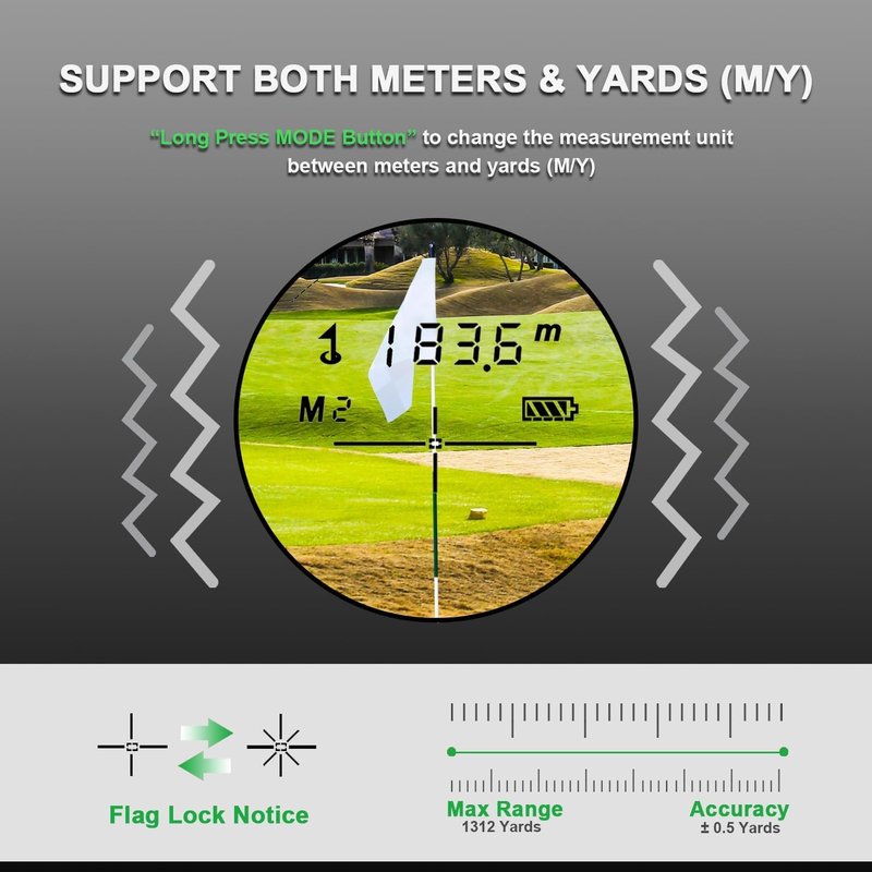 Golf Rangefinder with Slope, 7X Magnification High Transmittance, 1300 Yards Laser Range Finder for Golf Hunting Range Distance Measurement Flag Pole Lock Vibation (Grey)