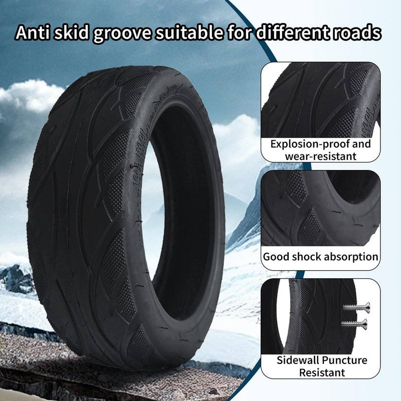 10x2.50-6.5 Vacuum Tire, 10 Inch Replacement Tire, With tire Air Valve, for INMOTION L9/S1 Electric Scooter [Tubeless Tires] [Non-Slip] [Shockproof] (1 Pack)