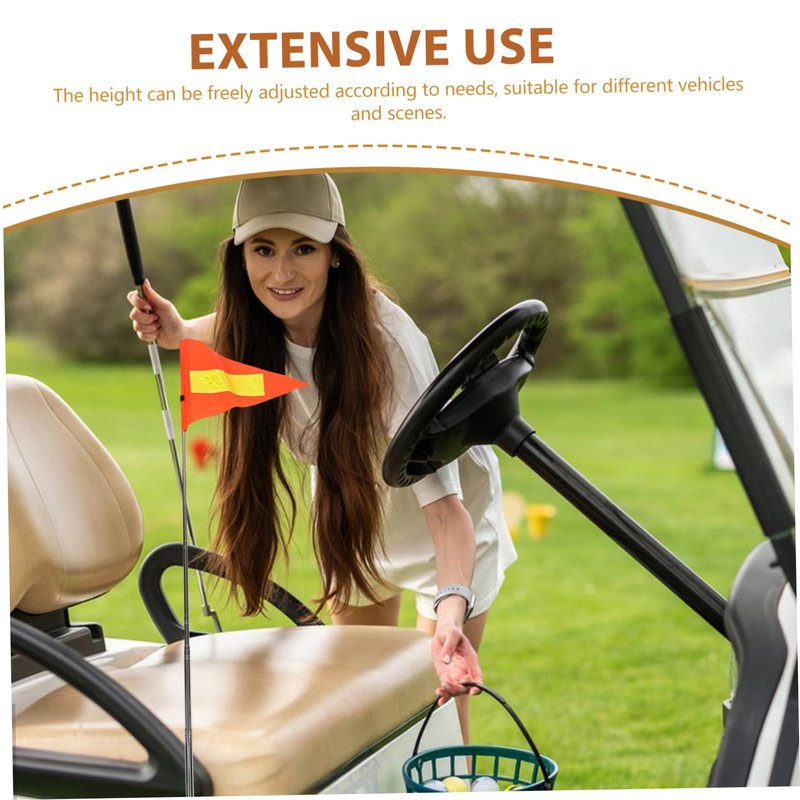 Beatifufu Reflective Golf Cart Safety Flag Telescopic Pole Orange Triangle Flag for Wheelchair and Golf Cart Accessories High Visibility Safety