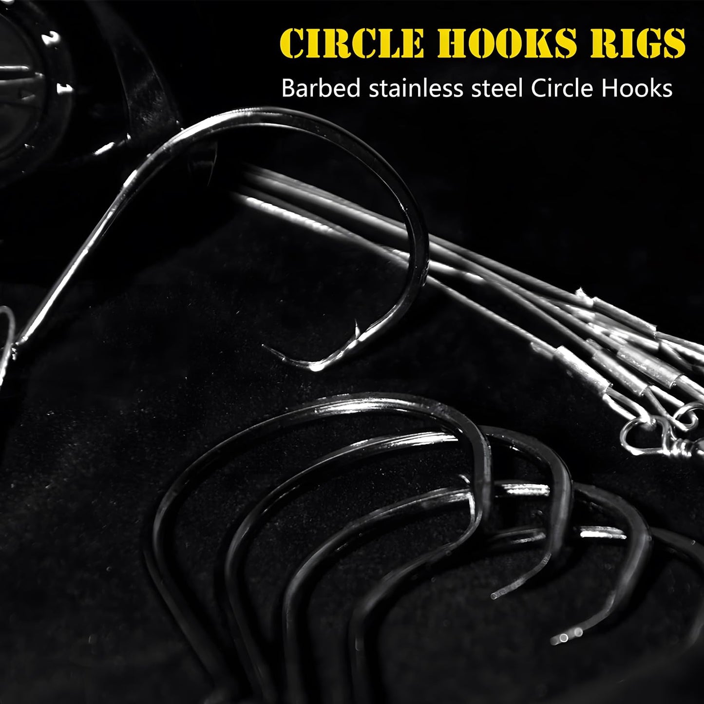 YOTO Circle Hook Rigs, 25PCS Saltwater Steel Octopus Hooks with Leader Wire – Ready-to-Fish Setup for Catfish and Bass