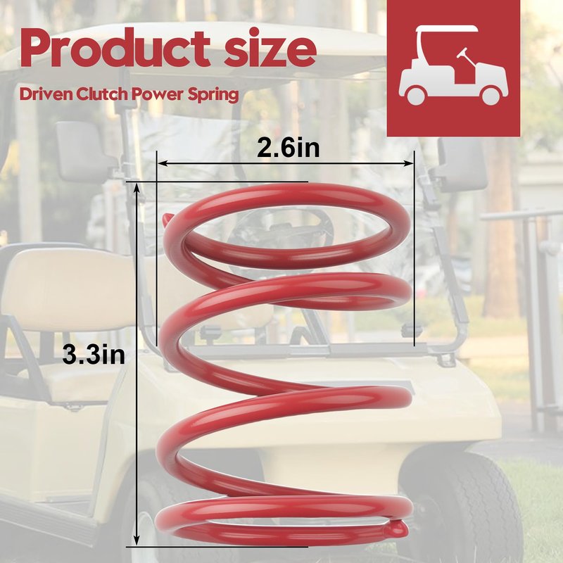 Honkador High Torque Driven Clutch Power Spring - Compatible with Club Car DS & Precedent Gas Golf Carts (1986-Up), Enhanced Acceleration & Hill Climbing, Red 1 Pack