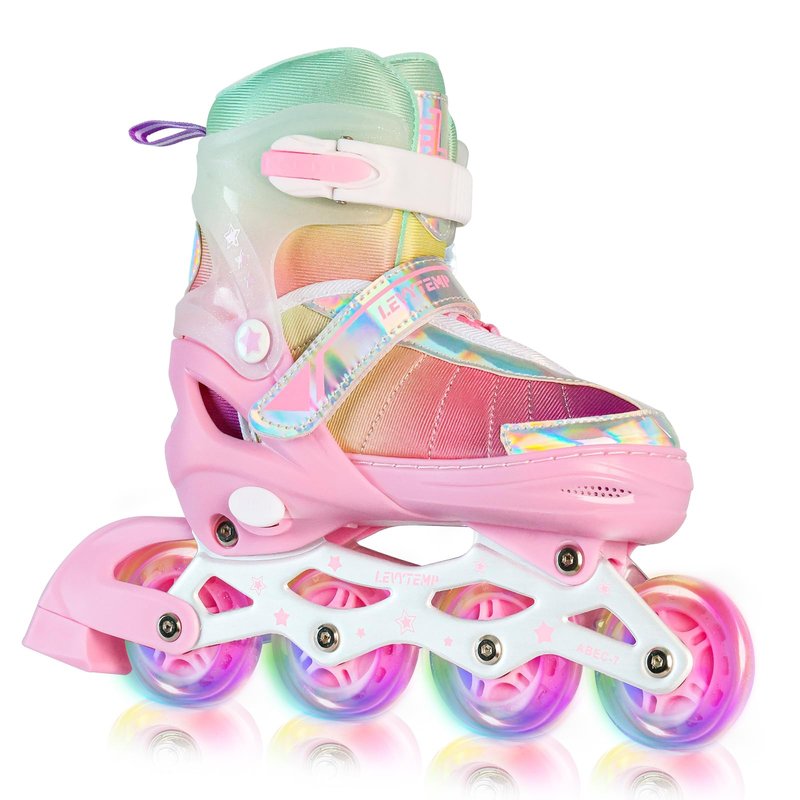 LEVYTEMP Kids Adjustable Inline Skates for Girls Size M Ages 5-12 Blades Skate with Outdoor All Light Up Wheels for Beginner Women