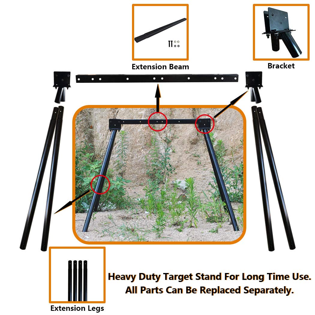 Highwild Steel Target Stand AR500 Shooting Target System (1 Stand, 2 Mounting Kits & 6" Gong + 7"x 12"Torso)