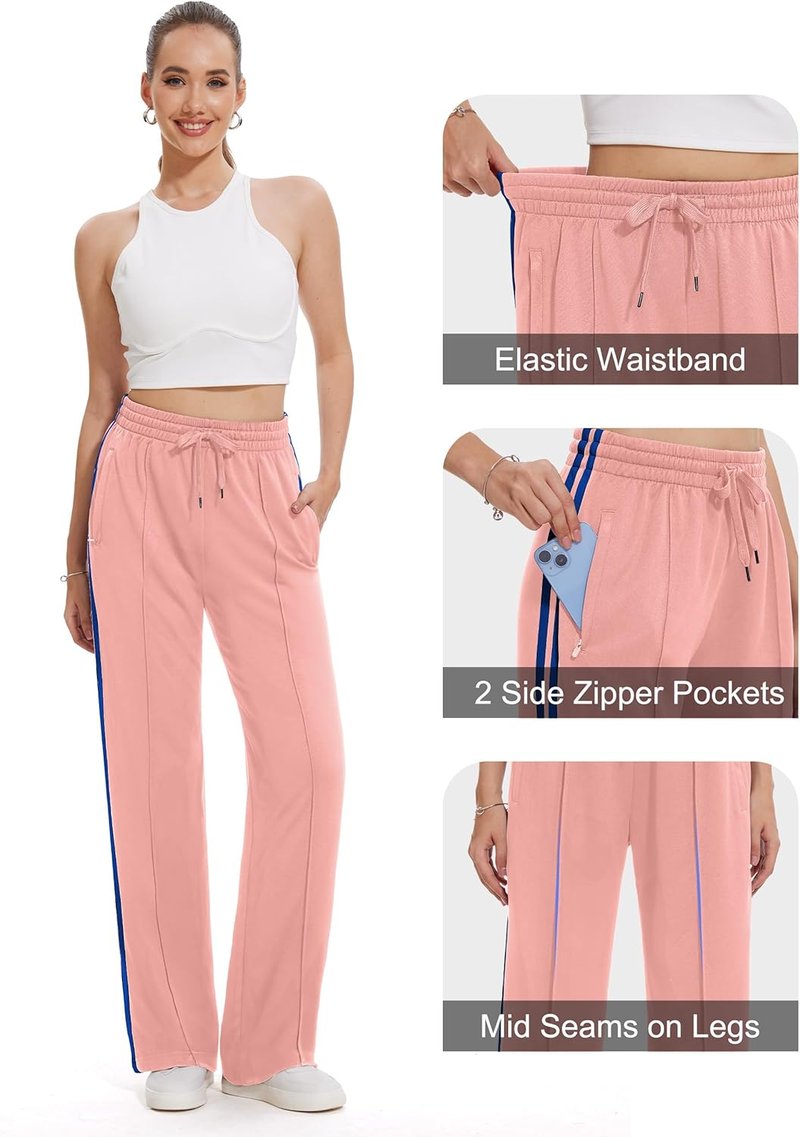 Women's Track Pants - Loose Straight Leg Jogging Sweatpants | Warm-Up Athletic Wear in 28-36 Inseam