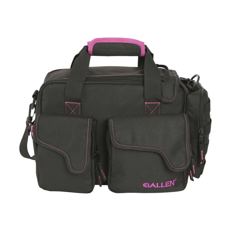 Allen Company Dolores Women's Compact Shooting Range Bag - Gun Storage Pouches for Handguns, Shooting Glasses, Gloves, Ear Protection, and Other Accessories - Black/Pink - 13" x 4.5"