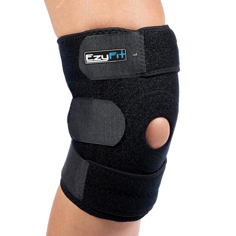 MONTAVI EzyFit Knee Brace - Adjustable Support for Arthritis, ACL Meniscus Tear & Knee Pain Relief or Injury Recovery - Plus Dual Side Stabilizers for Men & Women - Large Size - 14" - 17"