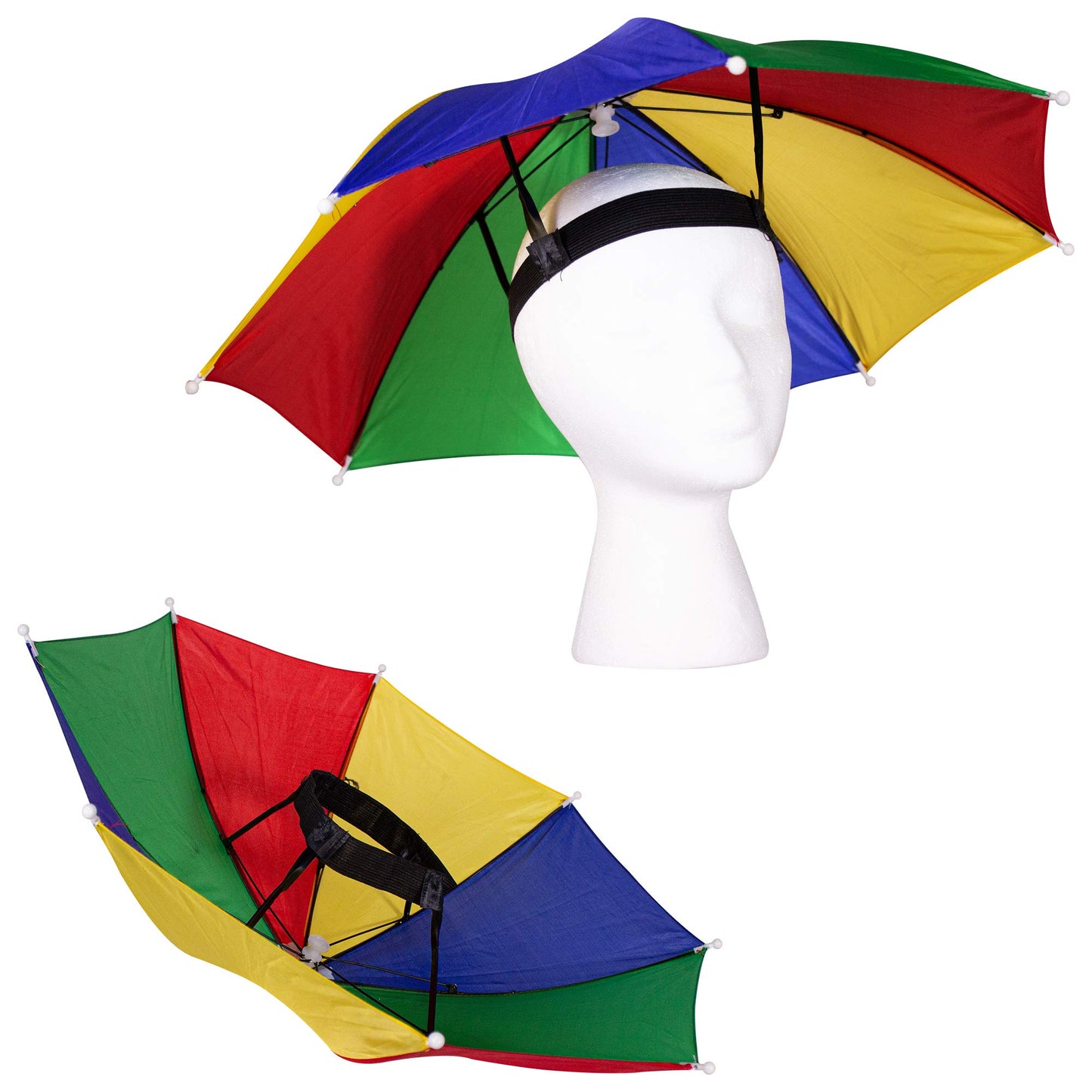 Windy City Novelties - Rainbow Umbrella Hat for Adults and Kids | for Summer Party Favors Hiking Camping Beach Wearables Sun Protection