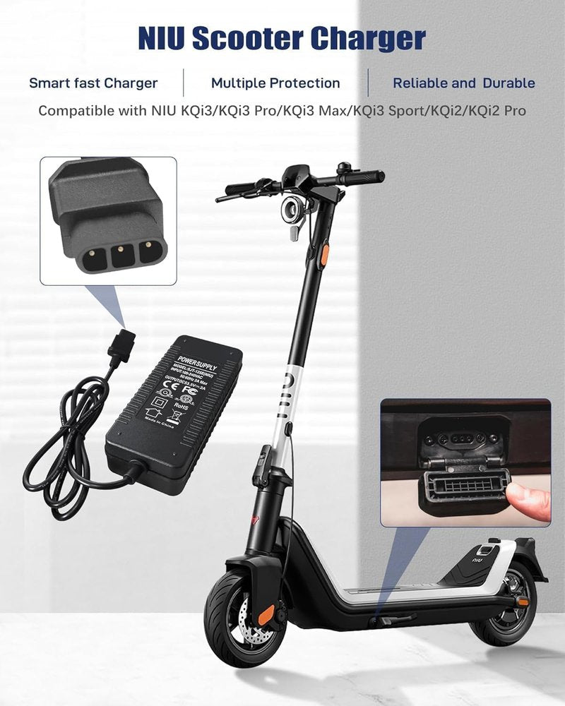 [Verified Fit] 53.5V 2A KQi Charger for NIU KQi3/ KQi3 Pro/ KQi3 Max/ KQi3 Sport/ KQi2/ KQi2 Pro (NOT for Youth or Youth+) Electric, KQi 46.8V Battery Charger