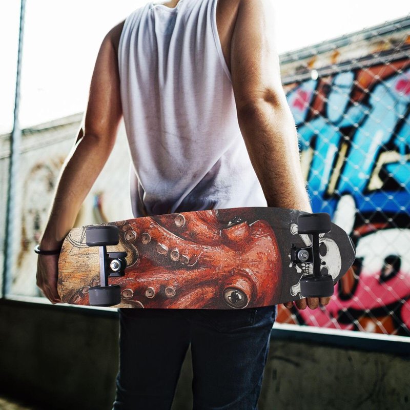 QwThum Octopus Pirate and Compass Skateboard Grip Tape Anti Slip Griptape Sheets Longboard Grip Tape Scooter Grips Design Print Standard Paper Boys Girls Teens Women Men 44x10 in