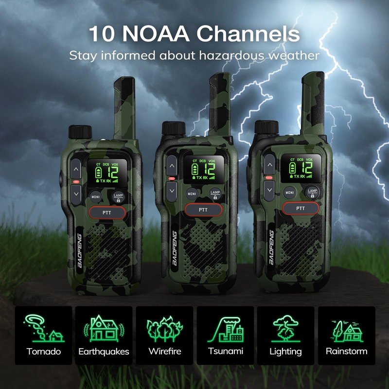 BAOFENG GT-18 Walkie Talkies for Kids Adult, License Free Long Range Rechargeable FRS Two Way Radio,1500mAh Battery, 22 Channels with NOAA, Scan for Camping Hiking Family, 3 Pack