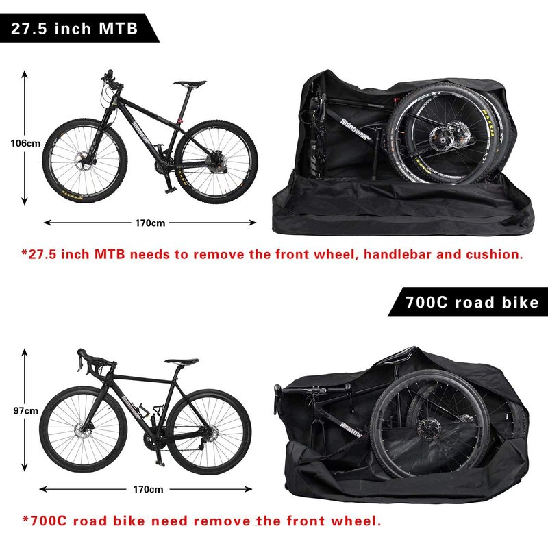 Rhinowalk Folding Bike Bag - Waterproof Bicycle Travel Case Outdoors Bike 26 to 27.5 inch Transport Bag for Cars Train Air Travel