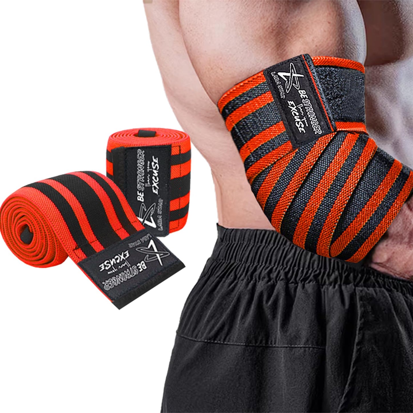 Elbow Wraps for Weightlifting, Bench Press, Cross Training & Powerlifting for Men and Women - 47" Nylon (1 Pair) Elbow Straps - Increases Stability of Joints and Supports Injury Recovery