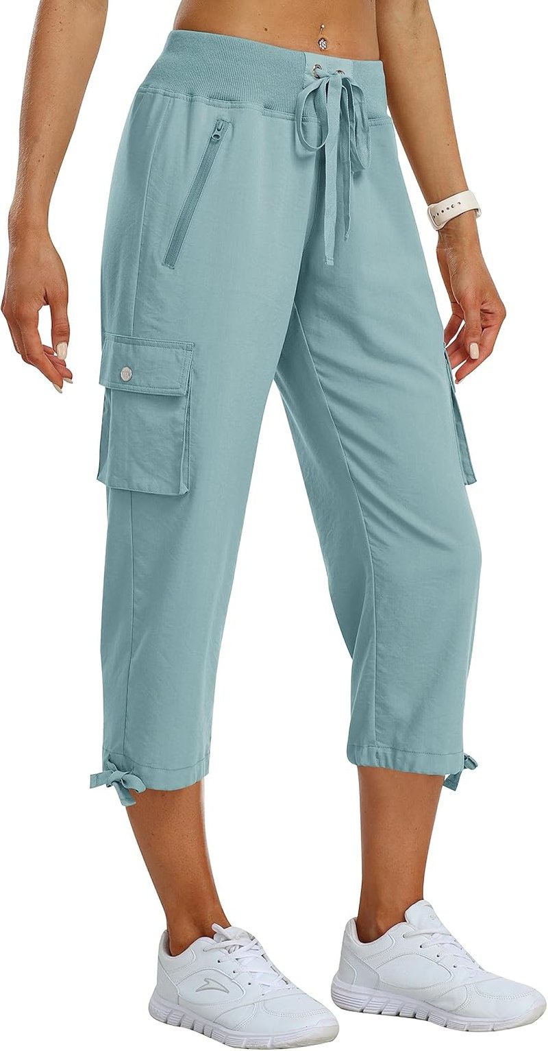 Women's Cargo Capris - Lightweight Quick-Dry Hiking Pants for Summer | Loose Fit Casual Travel Style