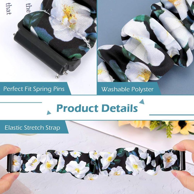 ShuYo 10 PACK Scrunchie Bands Compatible with Fitbit Versa/Versa 2/Versa Lite Special Edition Women Girl Elastic Stretch Fabric Strap Pattern Printed Scrunchy Replacement Bracelet Wristband(23mm L)