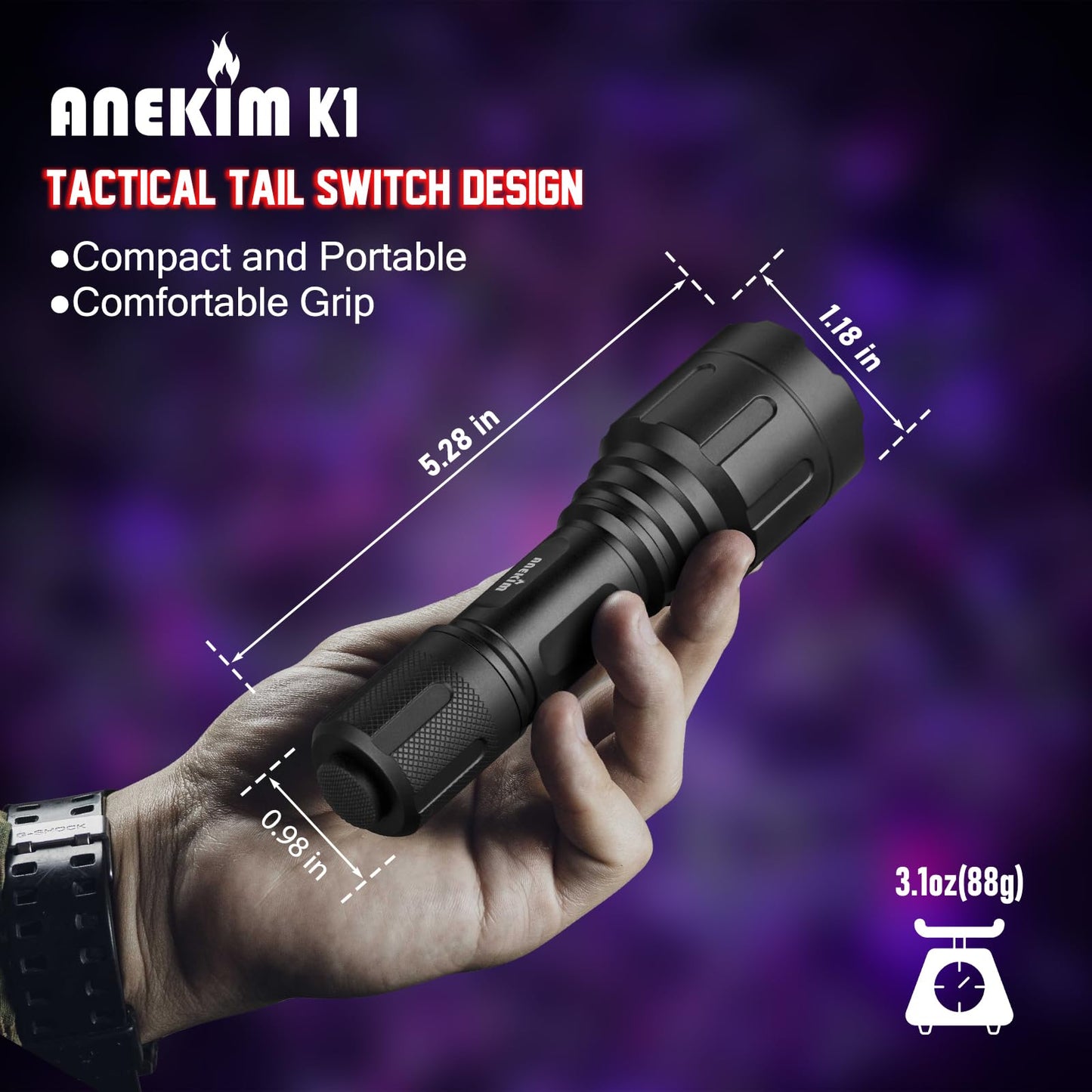 ANEKIM Blood Tracking Light for Deer,Blood Tracking Flashlight High Definition -Deer Hunt Blood Trail Flashlight Gifts K1 Hunting Accessories for Mens