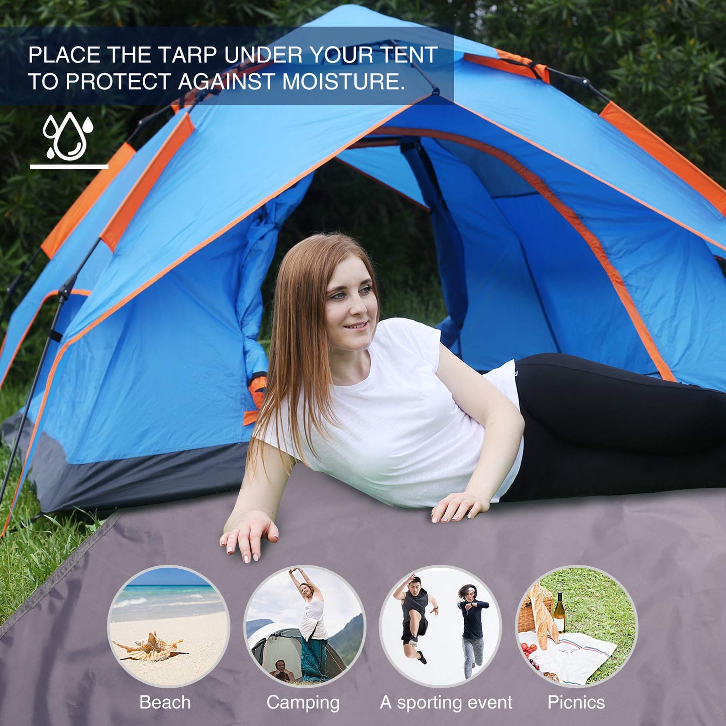 REDCAMP Waterproof Camping Tent Tarp - 36"x83", 4 in 1 Multifunctional Tent Footprint for Camping, Hiking and Survival Gear, Lightweight and Compact