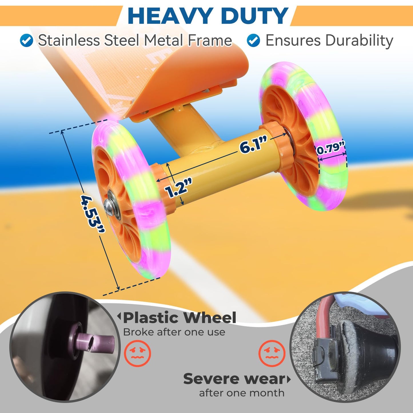 3 Wheel Scooter for Kids Ages 3-6, Adjustable Height Kick Scooter with LED Light-Up Wheels & Anti-Slip Deck - Durable Metal Construction, Outdoor Toy Gift (Child Safety Certified)