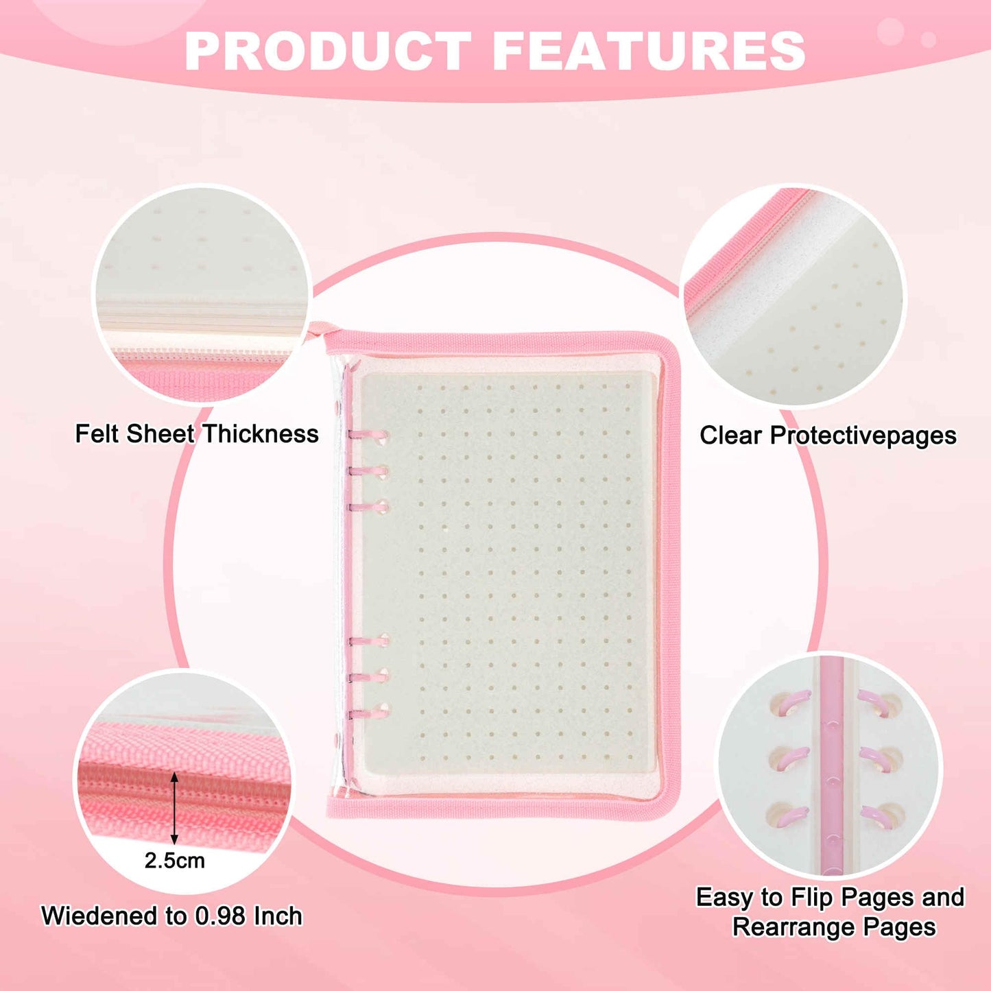 CAPASTEC Portable Pin Book Collections Travel Pin Trading Display Book Pink Pin Case