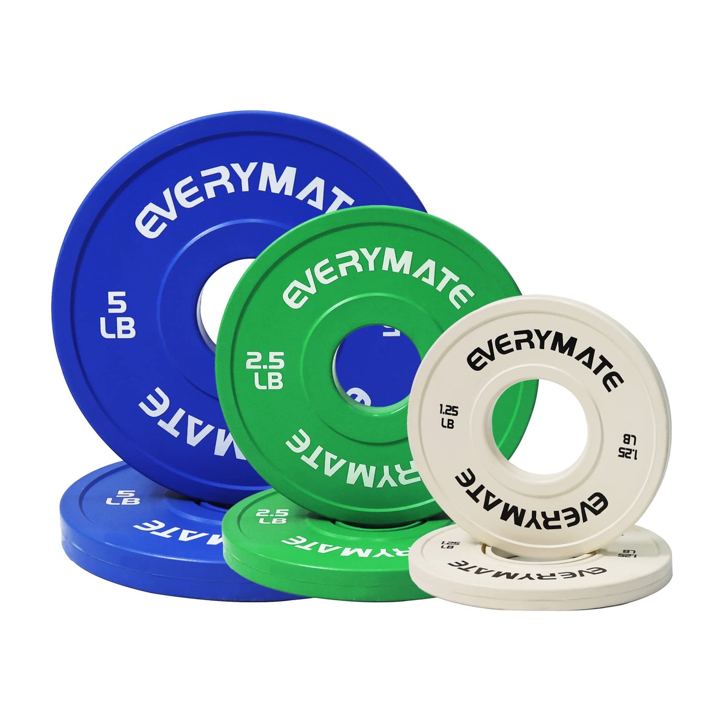 EVERYMATE Change Weight Plates 1.25LB 2.5LB 5LB Set Fractional Plate Olympic Bumper Plates for Cross Training and Olympic Weightlifting 17.5LB Weights Plates Set