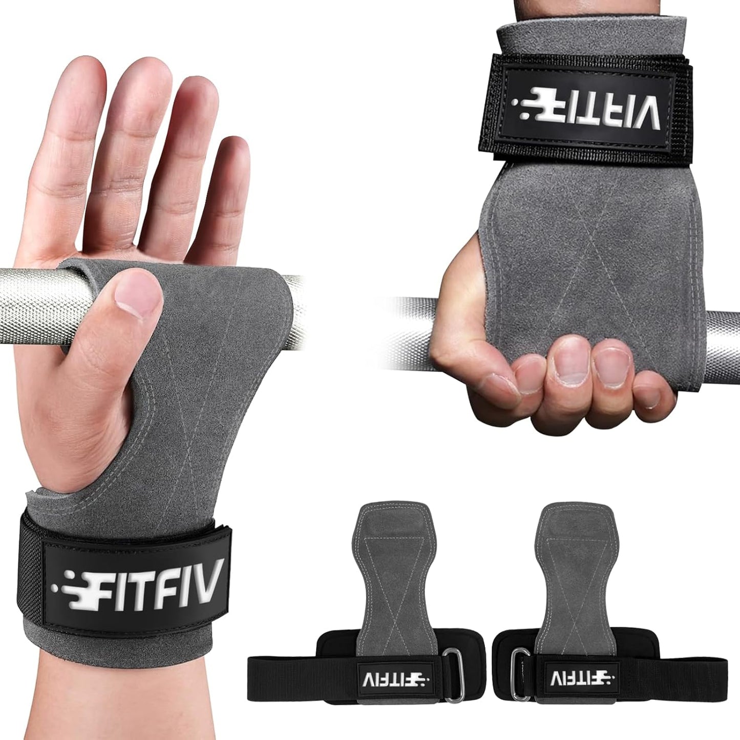 Weight Lifting Wrist Straps - Double Leather Neoprene Padded Wraps for Strength Training | Unisex Pair