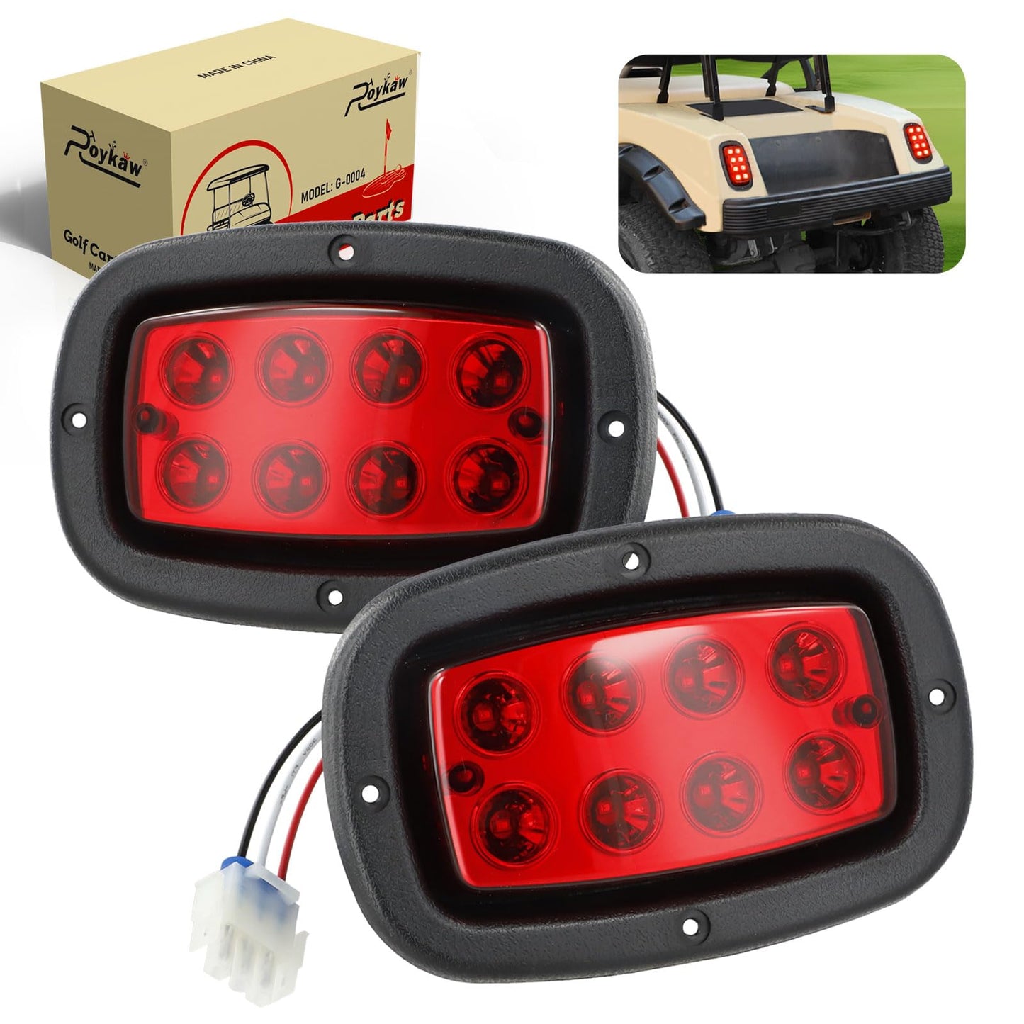 Roykaw Golf Cart Tail Lights Compatible with Club Car DS (1982-up) and Yamaha G14/G16/G19/G22 Gas and Electric Vehicles, 12 V Golf Cart LED Rear Lights Kit, OEM# 1017035
