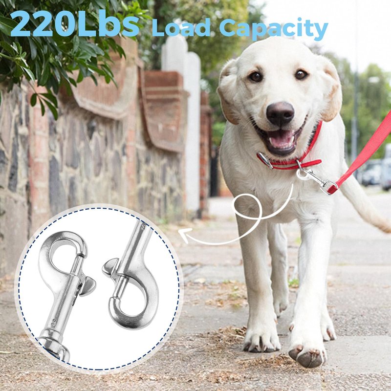 Swivel Eye Bolt Snap Hook, Mount 316 Stainless Steel with Rubber Pad, Fit for Fishing Boat Canoe Accessories,Flagpole, pet leash, camera leash, key chain, tarpaulin cover, clothesline (Pack of 5)