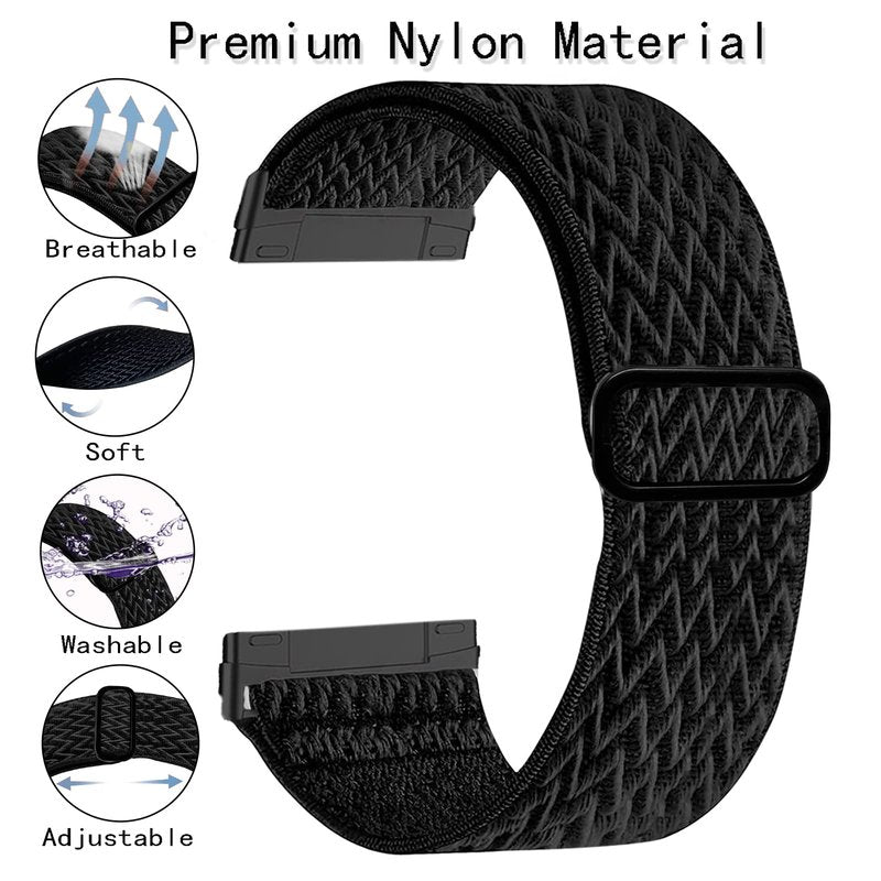 5 Pack Stretchy Band Compatible with Versa 3 Bands/Sense Bands/Versa 4 Bands/Sense 2 Bands Women Men,Soft Elastic Nylon Sport Strap Adjustable Replacement Wristbands for Versa 4/Sense 2 Watch