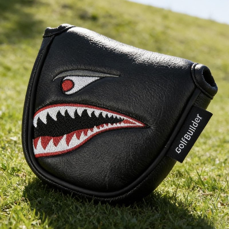 PLUSKER Shark Mallet Putter Head Cover, Magnetic Synthetic Leather Golf Club Protector for Course