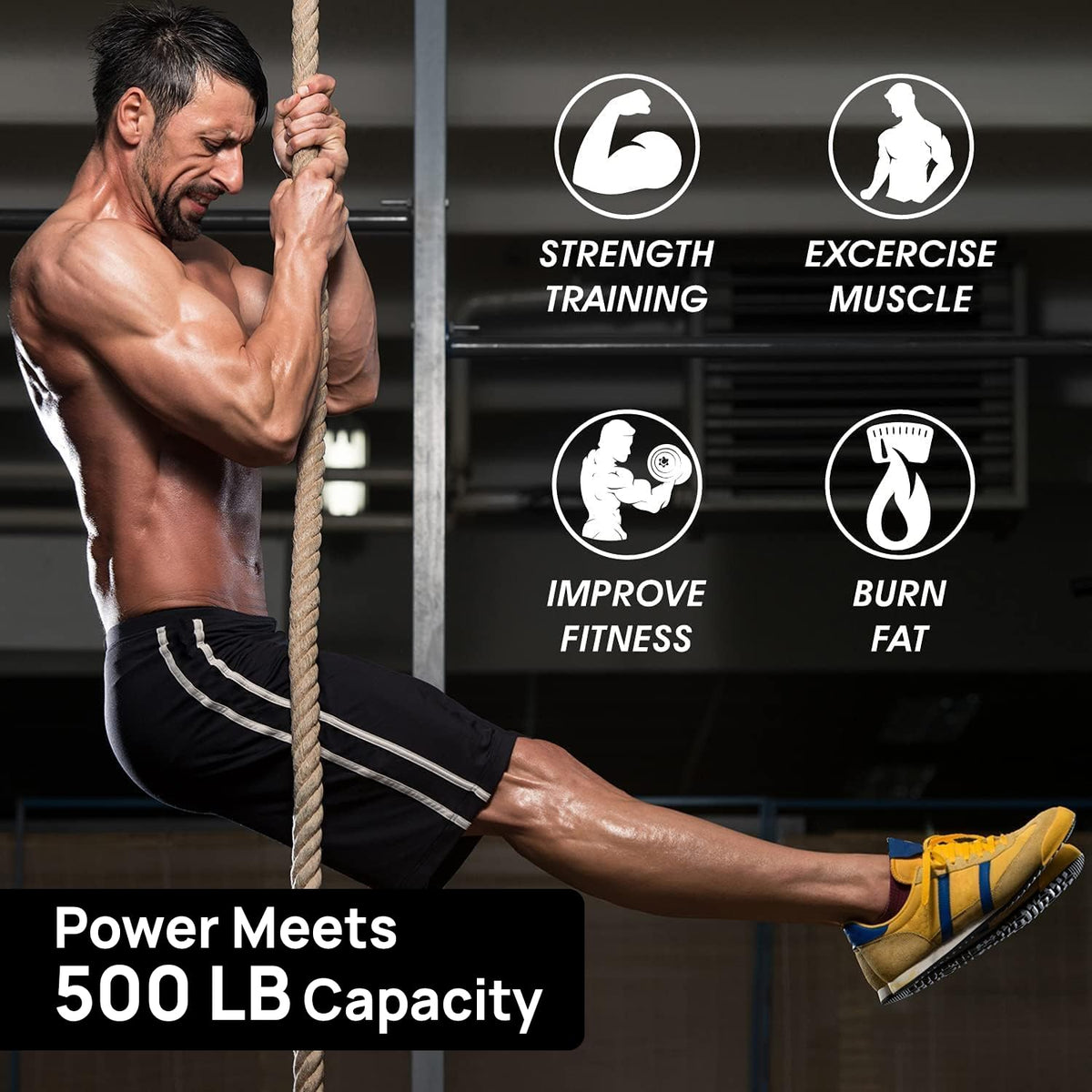 Yes4All Gym Climbing Rope for Fitness & Strength Training, Climbing Exercises & Home Workouts, 20ft