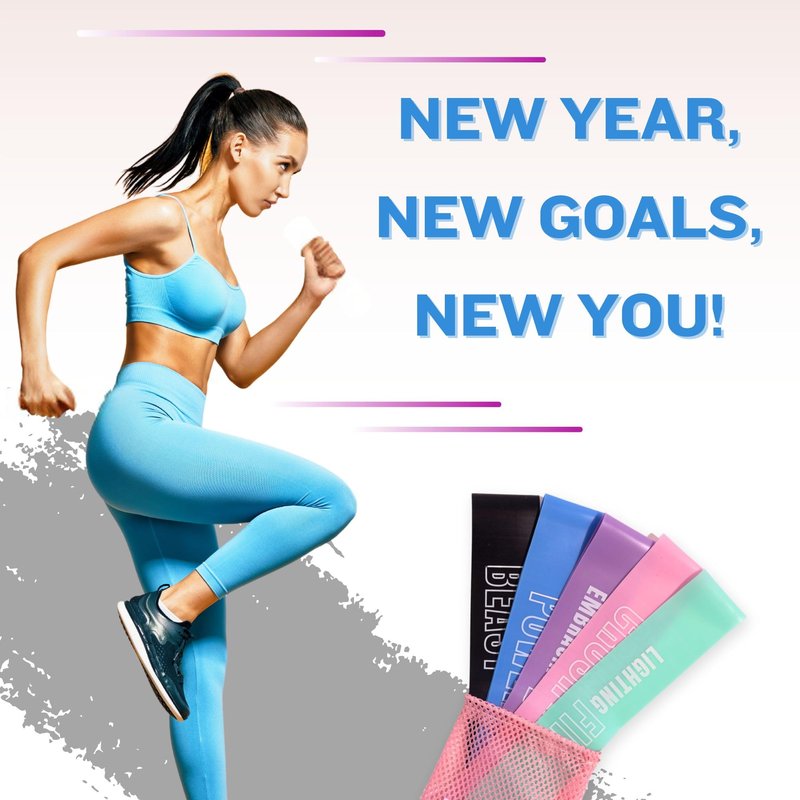 FayeFit Resistance Bands for Working Out – Exercise Bands Resistance Loops, Workout Bands, Physical Therapy Bands. Set of 5 Stretch Bands for Exercise at Home + Carry Bag. Legs, Booty, Arms.