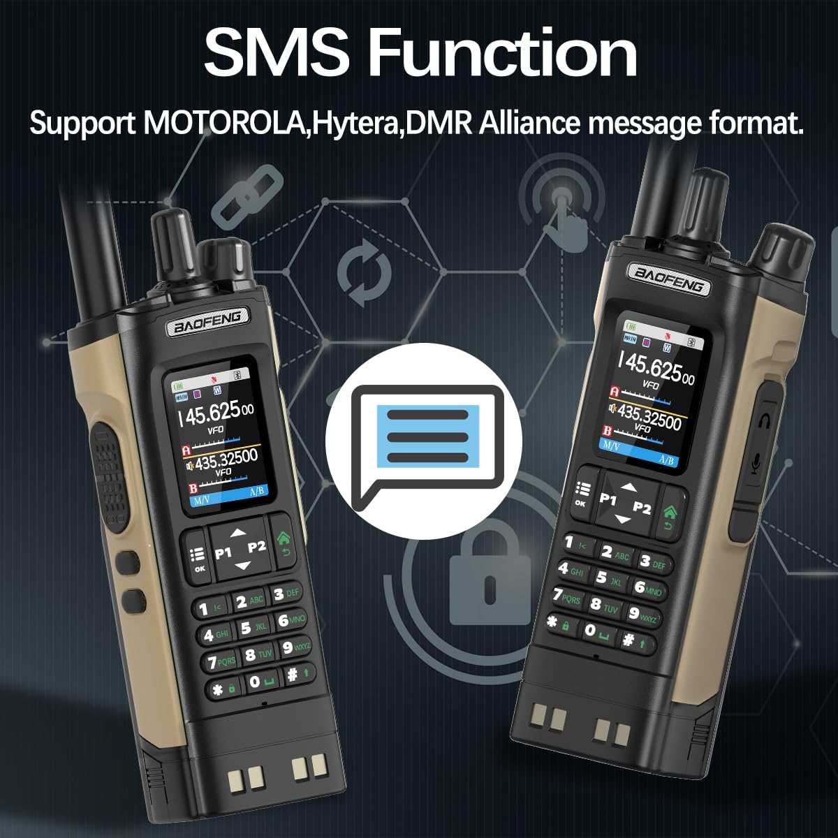 Baofeng DM32 DMR Radio 10W Ham Radio Handheld Rechargeable Walkie Talkies Long Range DM32UV Two Way Radio NOAA Weather Radio with GPS, Copy Frequency 2500mAh Battery USB-C Charging with Radio Holster