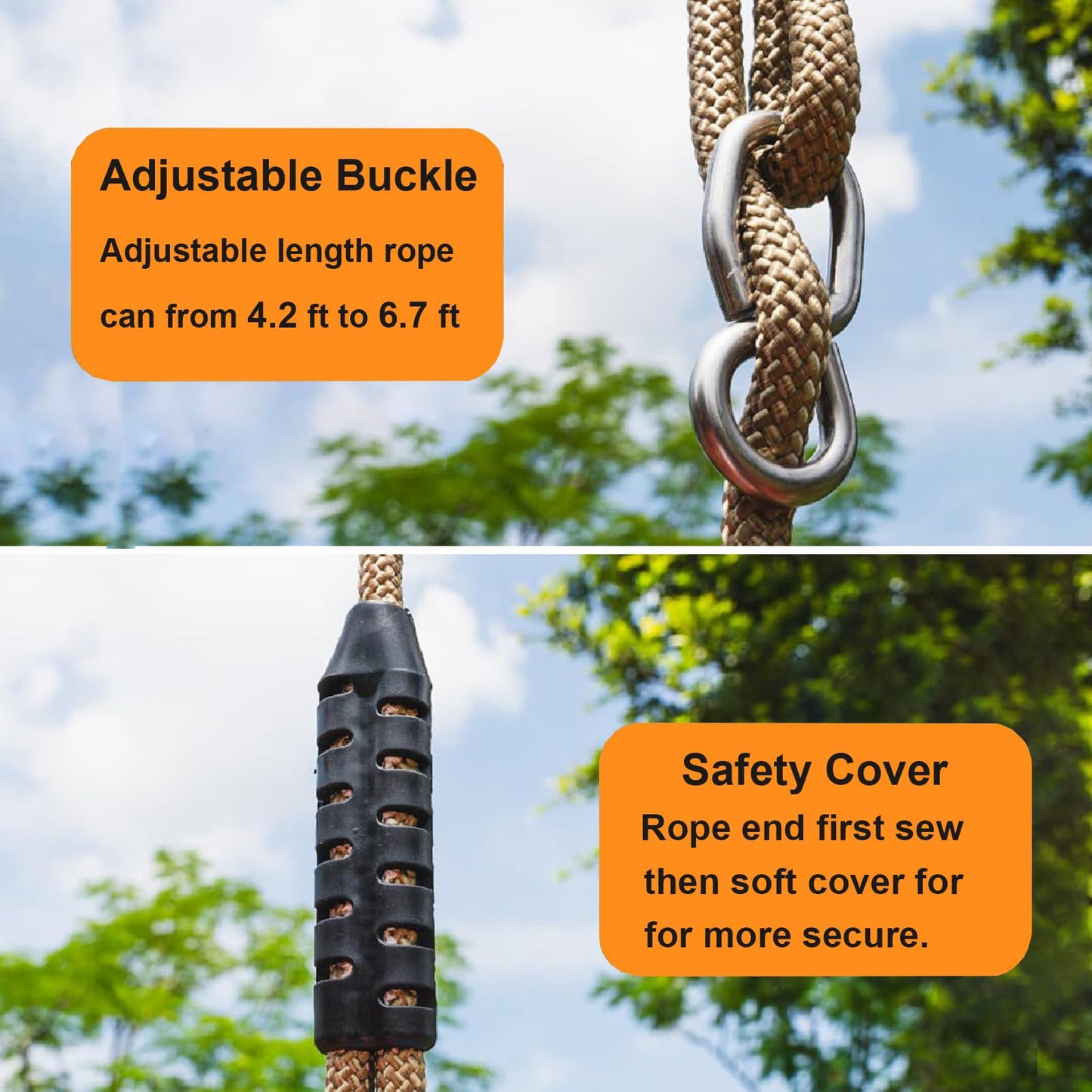 BeneLabel 600 LB Weight Capacity Full Bucket Toddler Swing Seat with Adjustable Height Rope from 4.2 to 6.7 FT High Back Bucket Seat Swing for Toddler - Cute Elephant Shape Design
