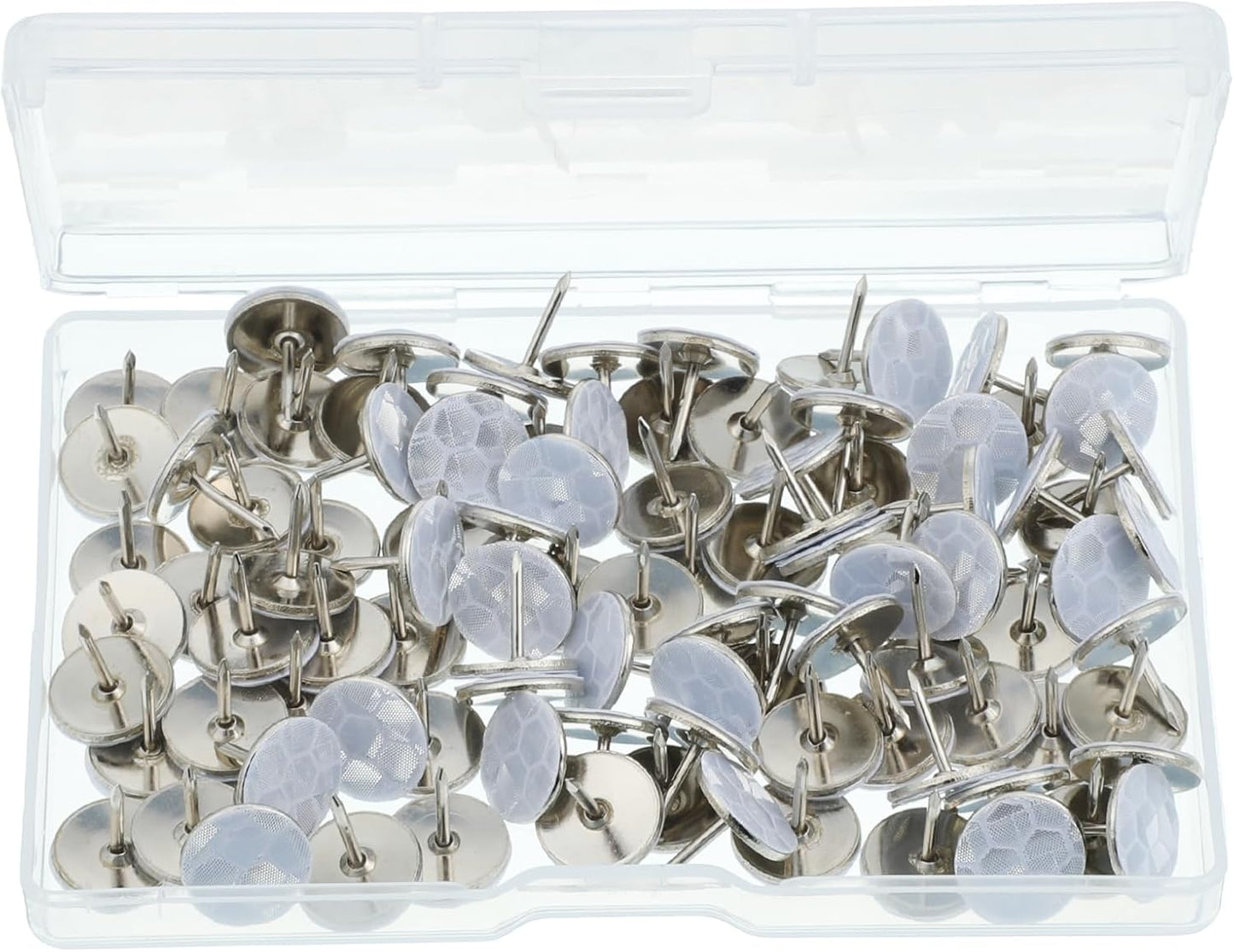 Reflective Trail Markers - 100pcs Glow Bright Eyes Metal Tacks for Hunting, Hiking & Camping | Storage Box Included