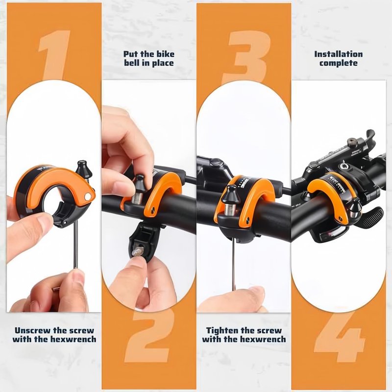 Bike Bell Hidden Conch Bicycle MTB Bells Max 100db Clear Long Sound (Orange)