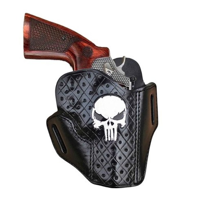 Special Patterned Leather Gun Holster Fits Colt Python or Colt King Cobra, Handcrafted, Premium Leather - ShnLeather (Black, Colt King Cobra 2" Barrel)
