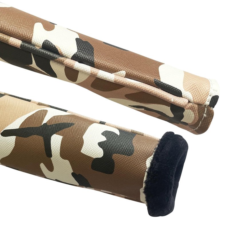 Gbourly Golf Club Alignment Stick Cover Camo Brown Holds at Least 2 Sticks PU Leather Printed Camouflage Protector Case Holder