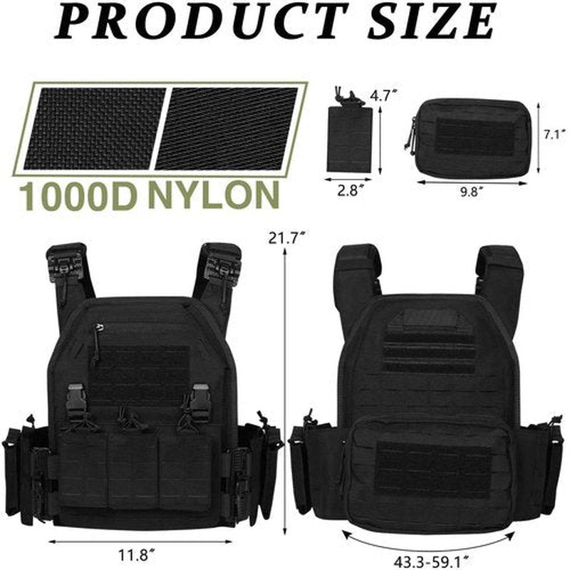 LASVENIS Tactical Vest for Men Weighted Vest Fully Adjustable Outdoor Training Gaming Vests